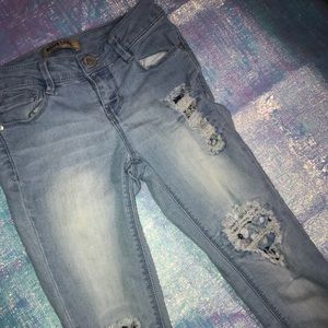 Girl floral ripped jeans